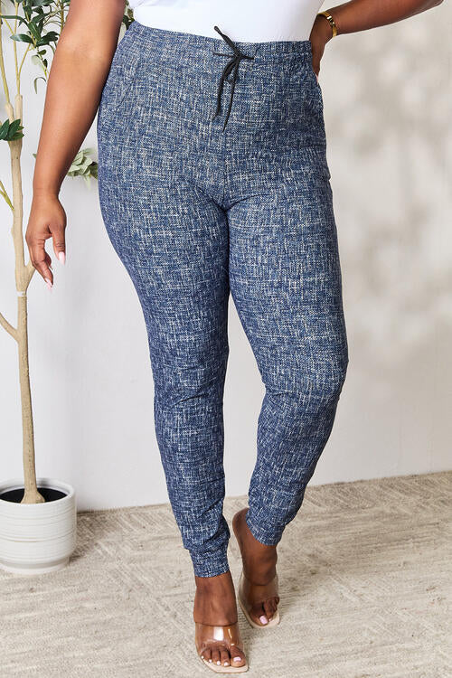 LOVEIT Heathered Drawstring Leggings with Pockets Print on any thing USA/STOD clothes