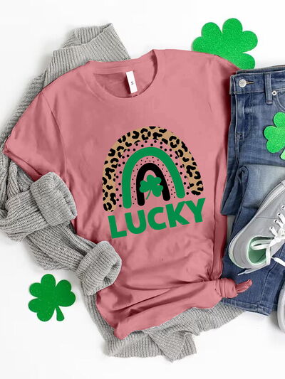 LUCKY Round Neck Short Sleeve T-Shirt Print on any thing USA/STOD clothes