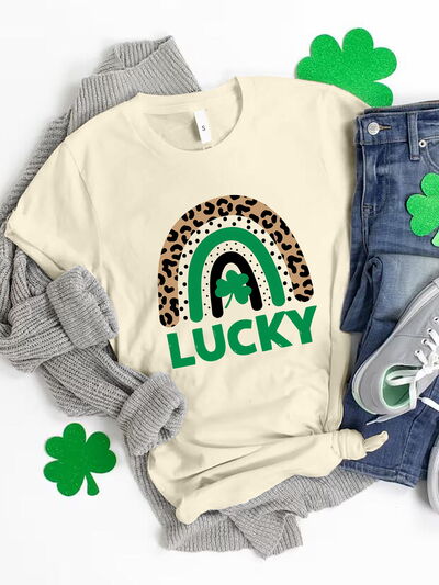 LUCKY Round Neck Short Sleeve T-Shirt Print on any thing USA/STOD clothes