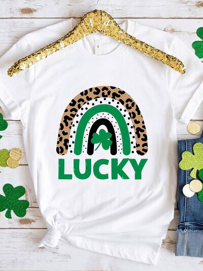 LUCKY Round Neck Short Sleeve T-Shirt Print on any thing USA/STOD clothes