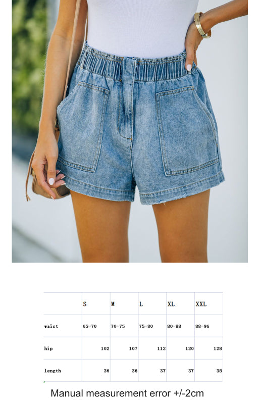 Ladies Elastic Waist Casual Loose Denim Shorts Print on any thing USA/STOD clothes