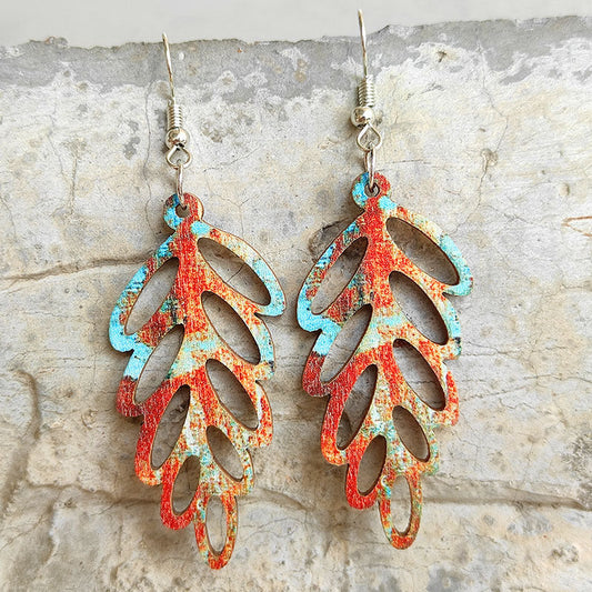 Leaf Shape Wooden Dangle Earrings Print on any thing USA/STOD clothes