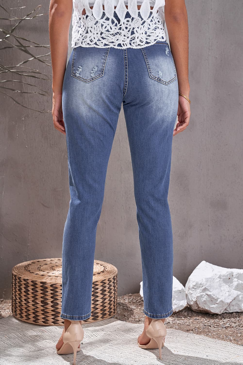 Leopard Patch Ankle-Length Jeans Print on any thing USA/STOD clothes