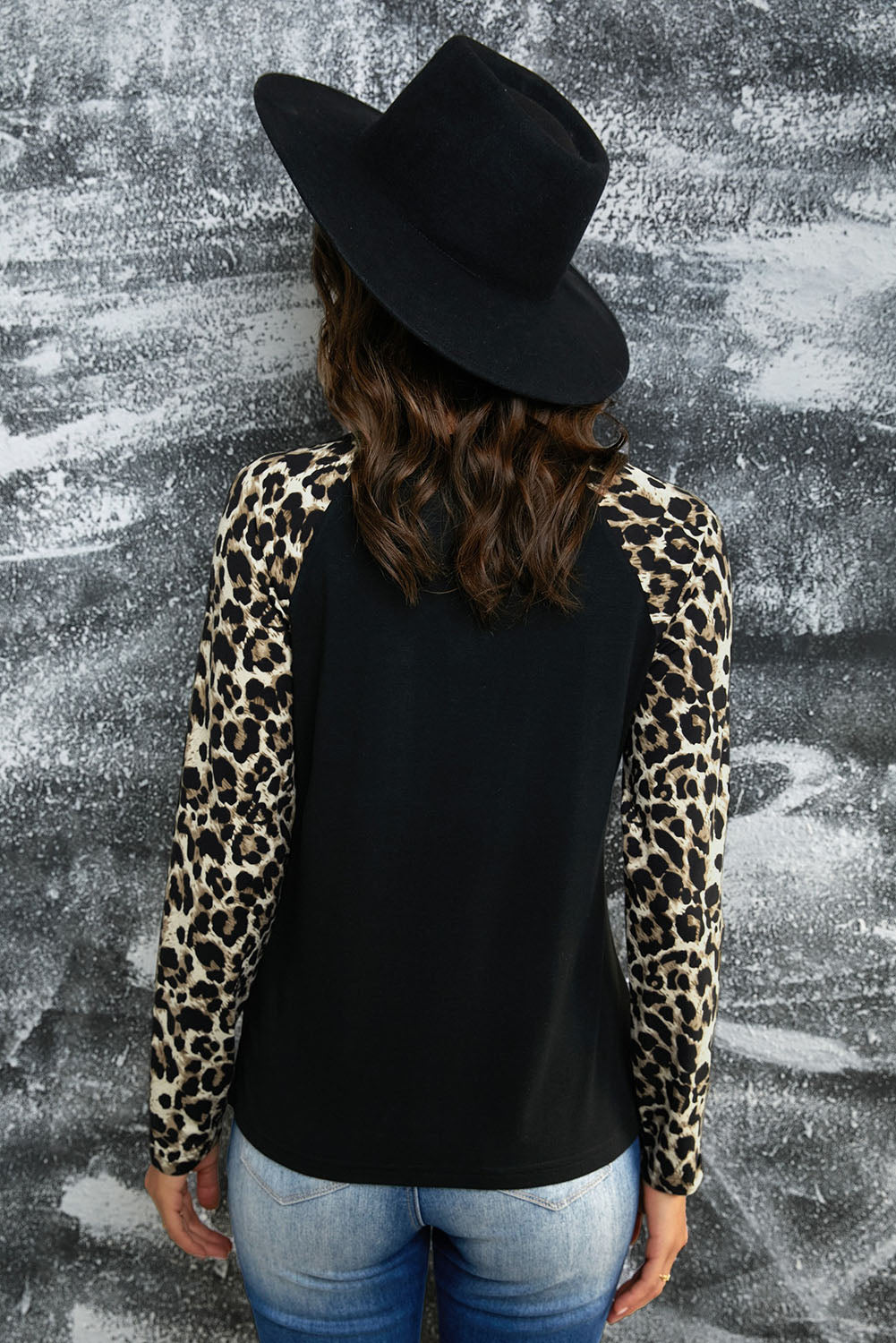 Leopard Print Grommet Long Sleeve Tee Print on any thing USA/STOD clothes