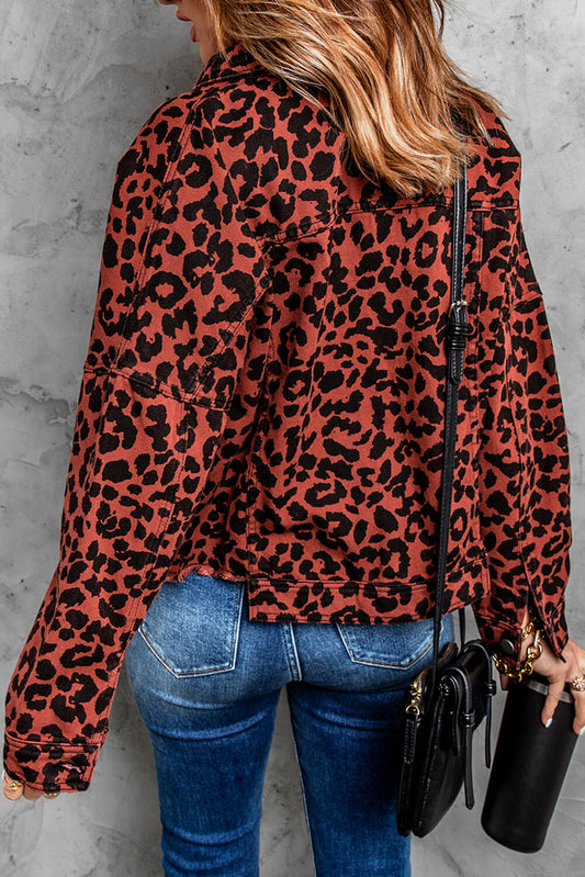 Leopard Print Raw Hem Jacket Print on any thing USA/STOD clothes