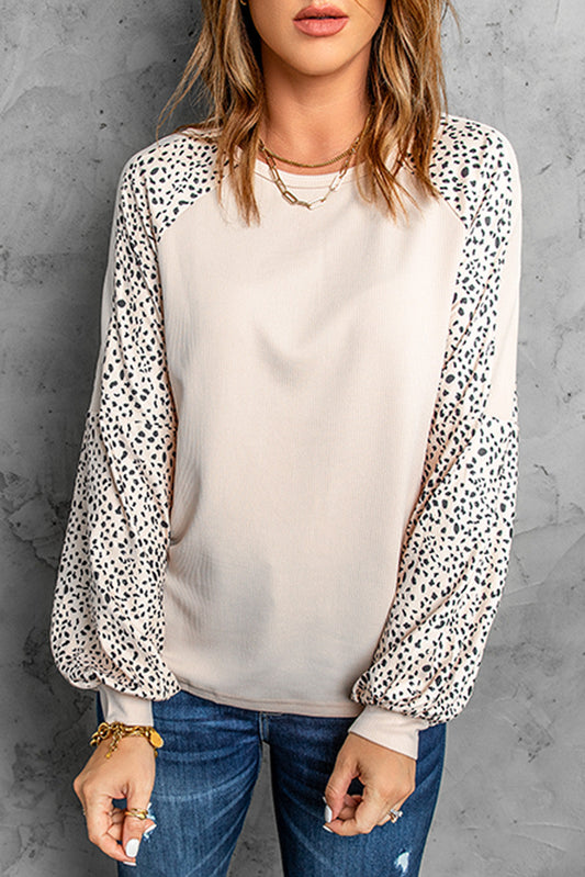 Leopard Raglan Sleeve Top Print on any thing USA/STOD clothes
