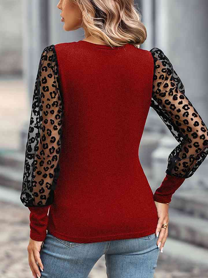 Leopard Round Neck Top Print on any thing USA/STOD clothes