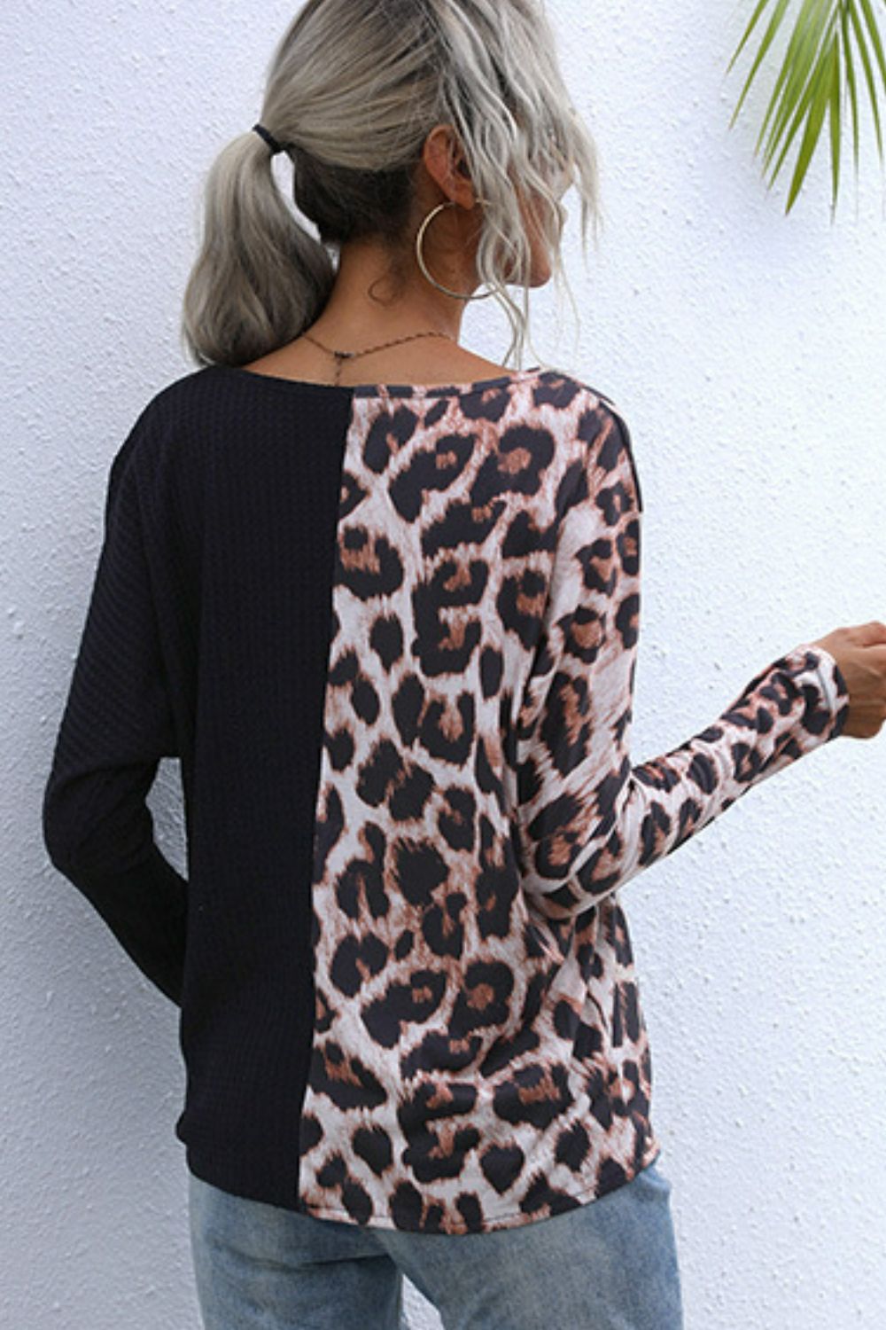 Leopard V-Neck Tie Front Top Print on any thing USA/STOD clothes