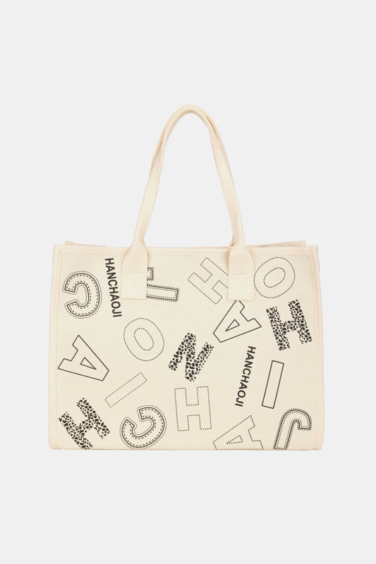 Letter Print Canvas Tote Bag Print on any thing USA/STOD clothes