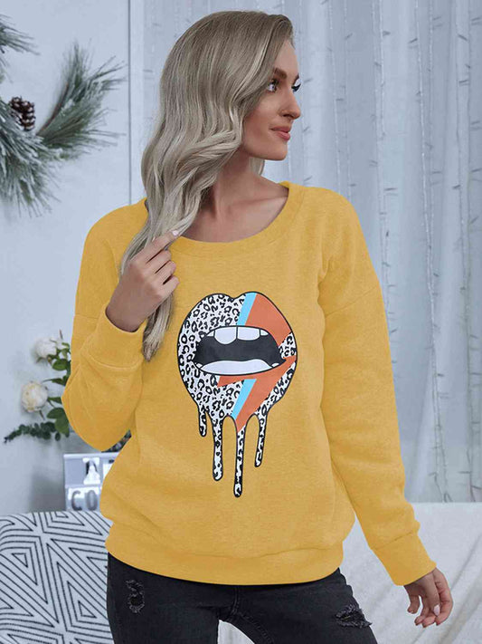 Lip Graphic Round Neck Sweatshirt Print on any thing USA/STOD clothes