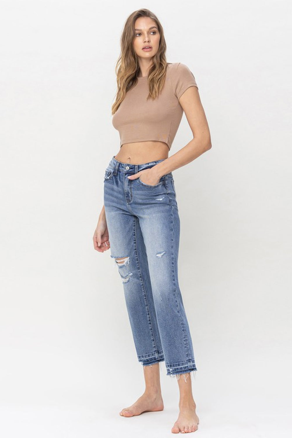 Lovervet Full Size Lena High Rise Crop Straight Jeans Print on any thing USA/STOD clothes