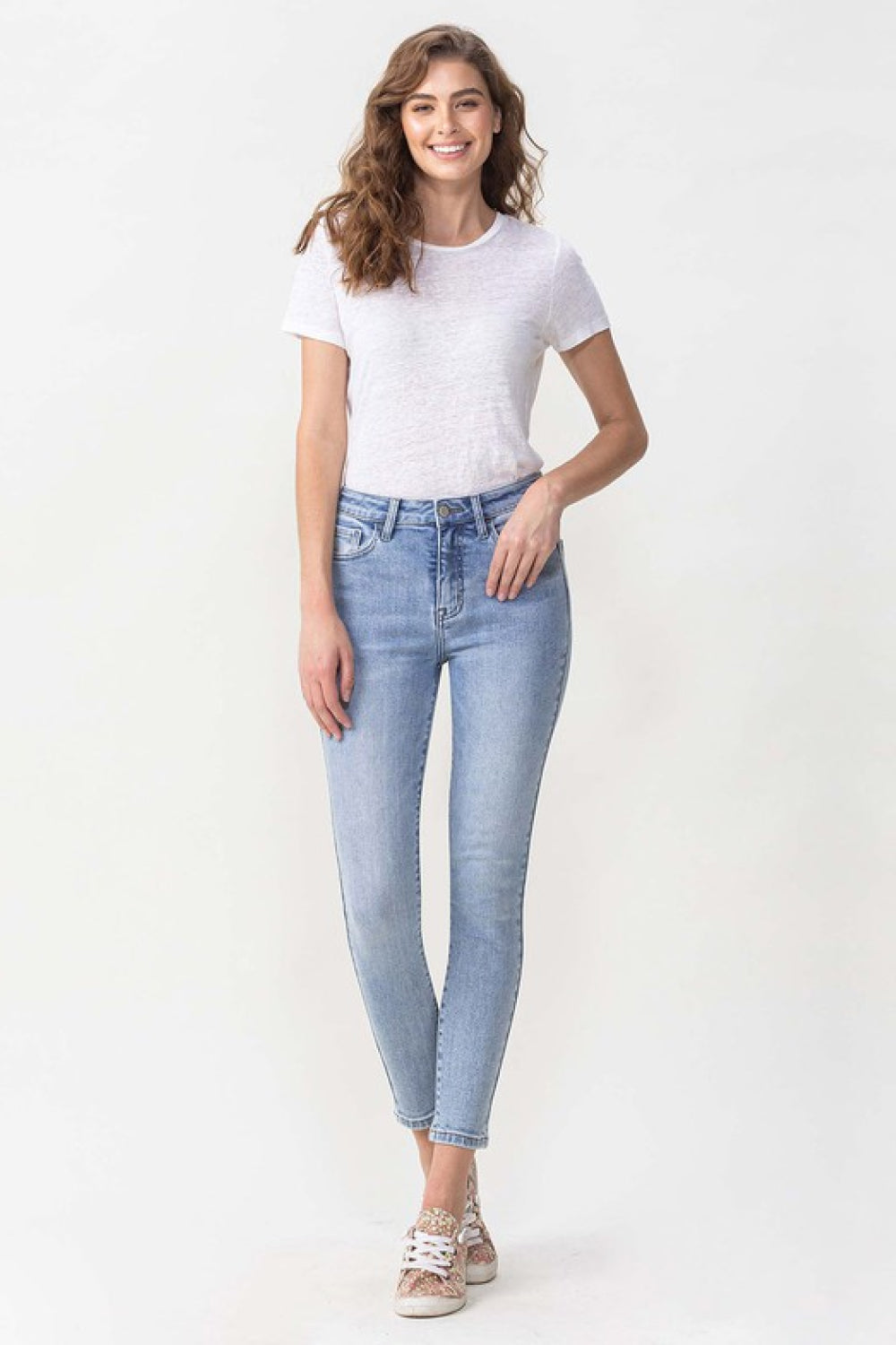 Lovervet Full Size Talia High Rise Crop Skinny Jeans Print on any thing USA/STOD clothes