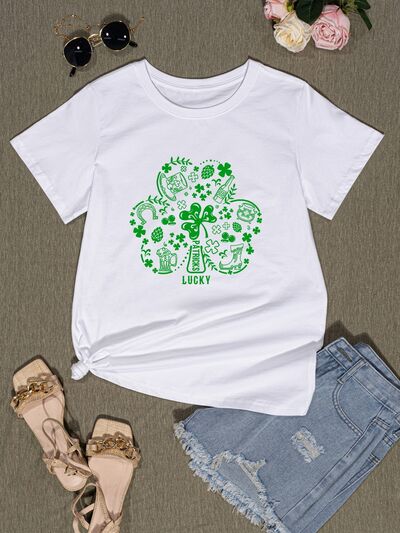 Lucky Clover Round Neck T-Shirt Print on any thing USA/STOD clothes