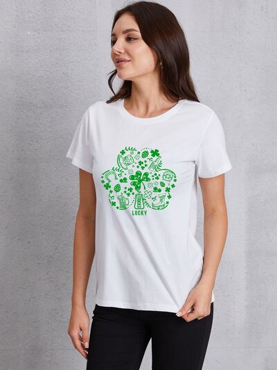 Lucky Clover Round Neck T-Shirt Print on any thing USA/STOD clothes