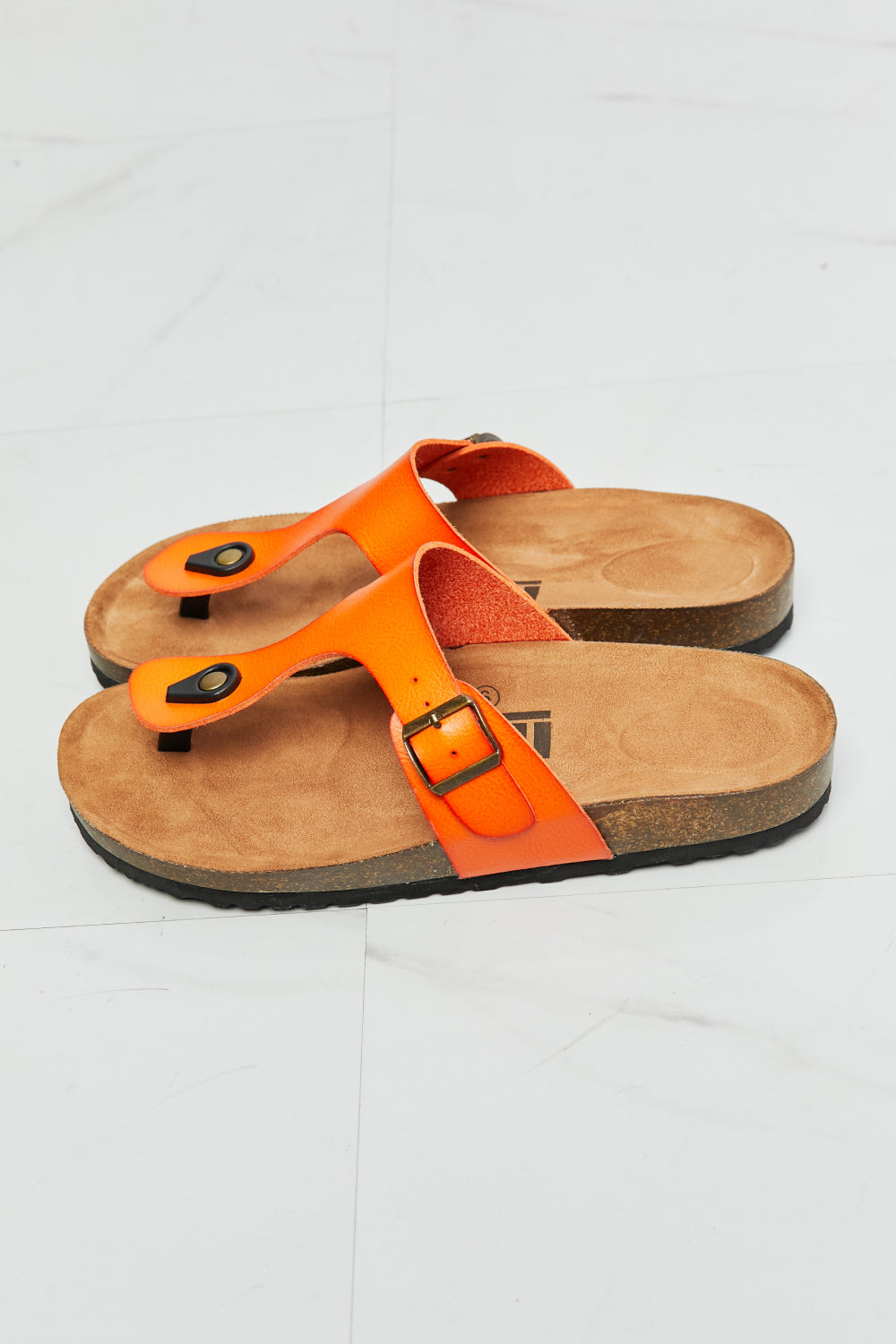 MMShoes Drift Away T-Strap Flip-Flop in Orange Print on any thing USA/STOD clothes