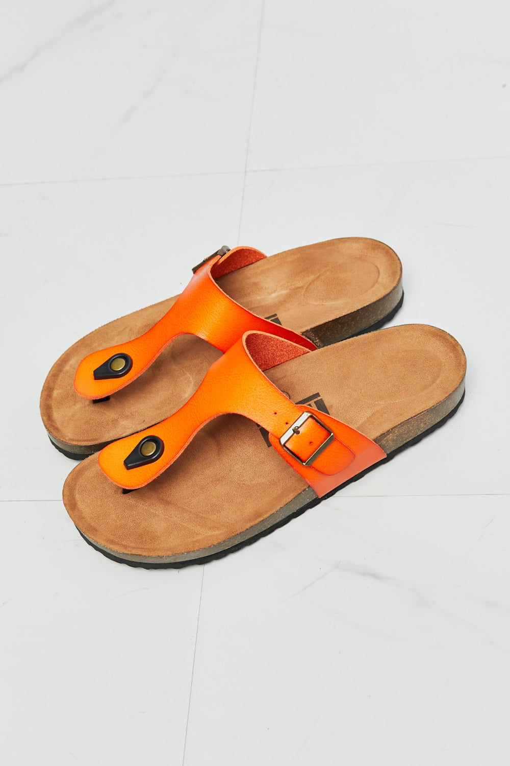 MMShoes Drift Away T-Strap Flip-Flop in Orange Print on any thing USA/STOD clothes