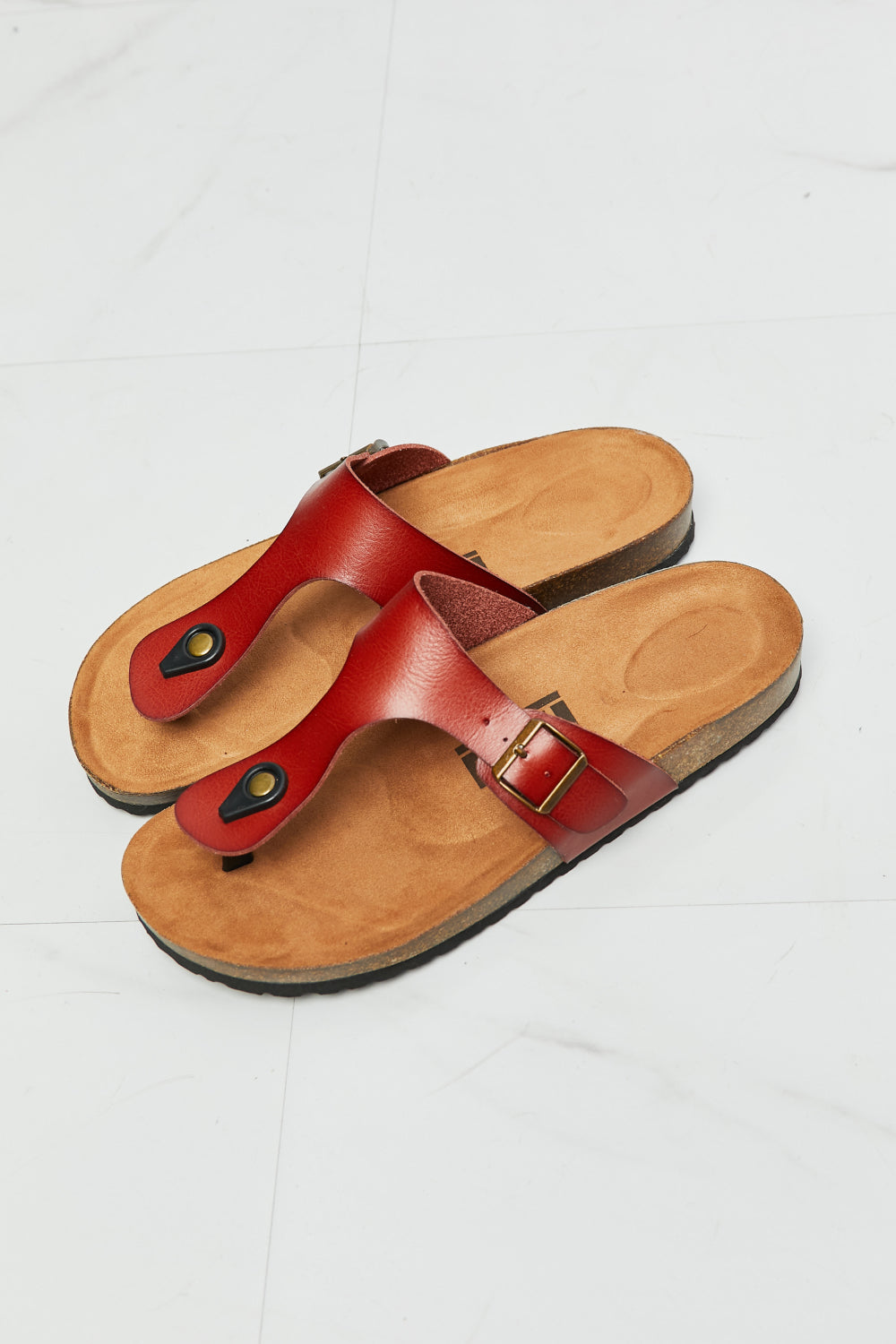 MMShoes Drift Away T-Strap Flip-Flop in Red Print on any thing USA/STOD clothes