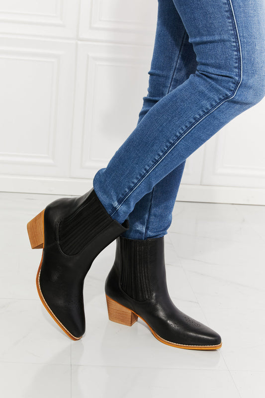 MMShoes Love the Journey Stacked Heel Chelsea Boot in Black Print on any thing USA/STOD clothes