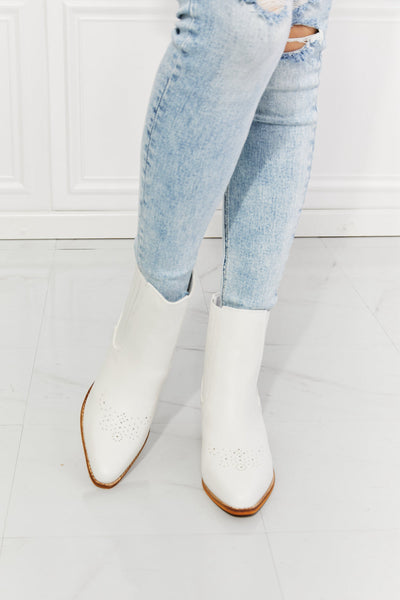 MMShoes Love the Journey Stacked Heel Chelsea Boot in White Print on any thing USA/STOD clothes