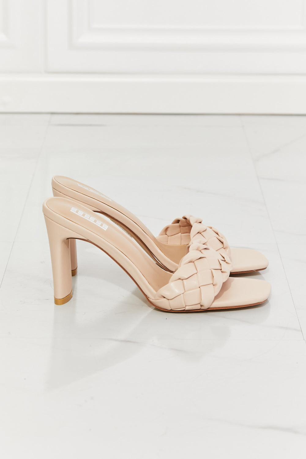 MMShoes Top of the World Braided Block Heel Sandals in Beige Print on any thing USA/STOD clothes