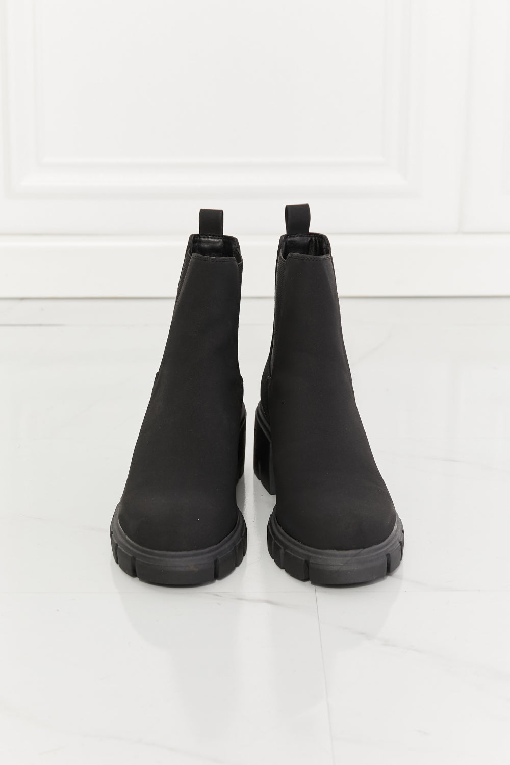 MMShoes Work For It Matte Lug Sole Chelsea Boots in Black Print on any thing USA/STOD clothes