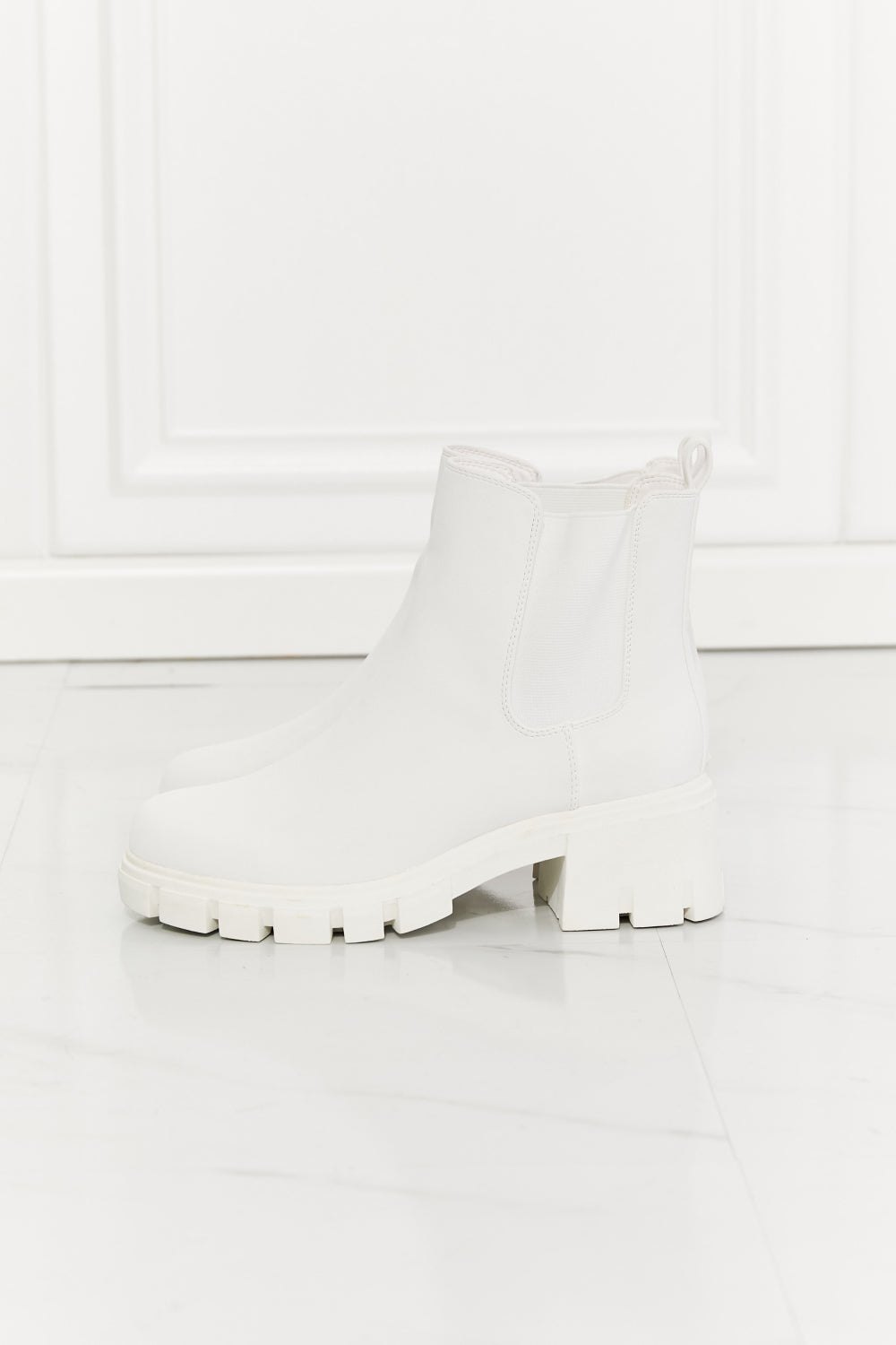 MMShoes Work For It Matte Lug Sole Chelsea Boots in White Print on any thing USA/STOD clothes