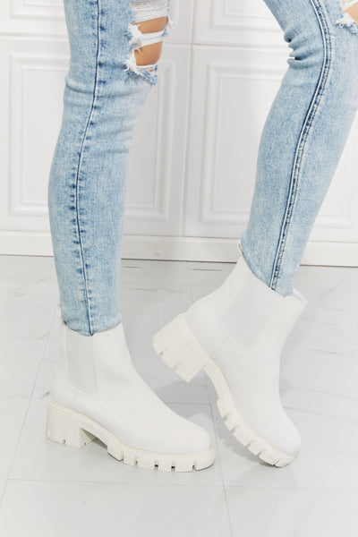 MMShoes Work For It Matte Lug Sole Chelsea Boots in White Print on any thing USA/STOD clothes