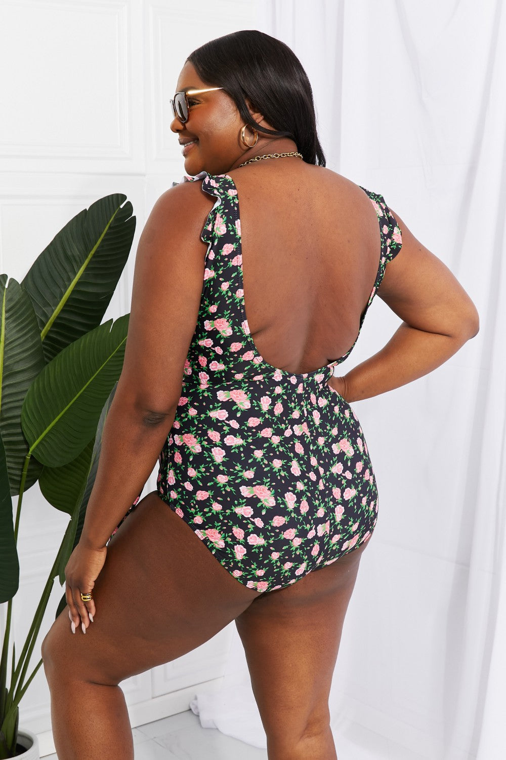 Marina West Swim Full Size Float On Ruffle Faux Wrap One-Piece in Floral Print on any thing USA/STOD clothes