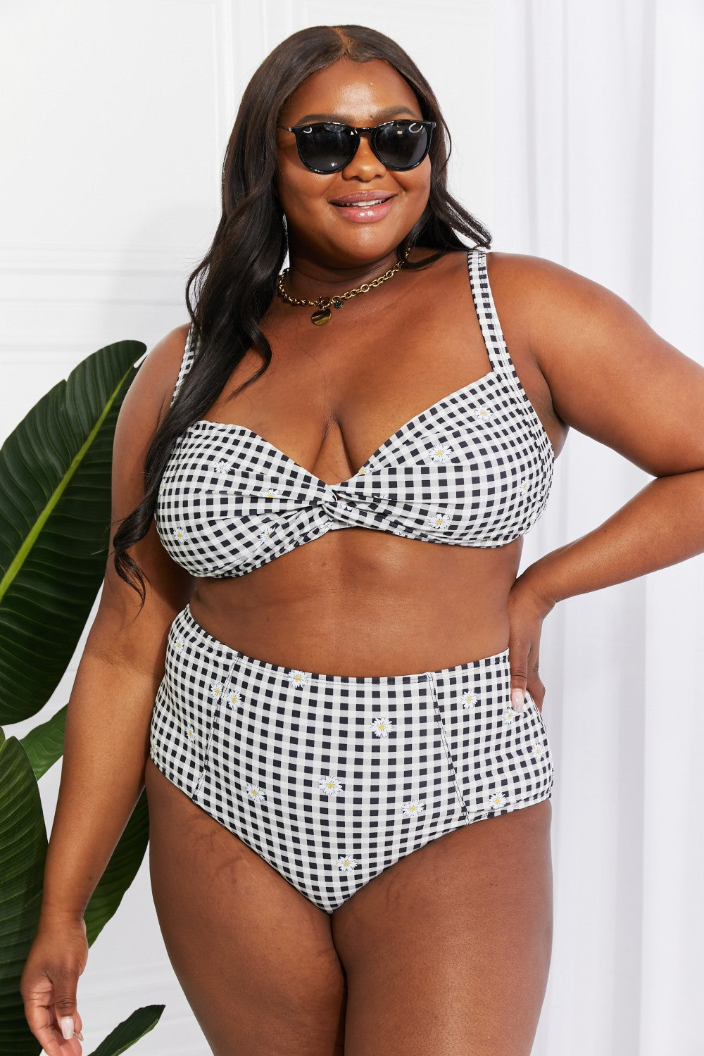 Marina West Swim Take A Dip Twist High-Rise Bikini in Black Print on any thing USA/STOD clothes