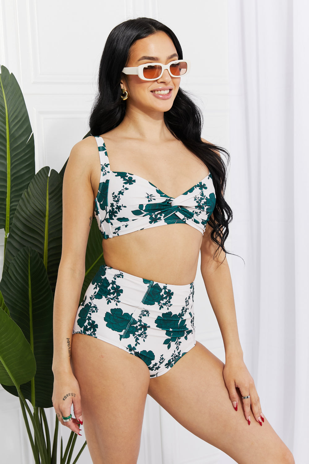 Marina West Swim Take A Dip Twist High-Rise Bikini in Forest Print on any thing USA/STOD clothes