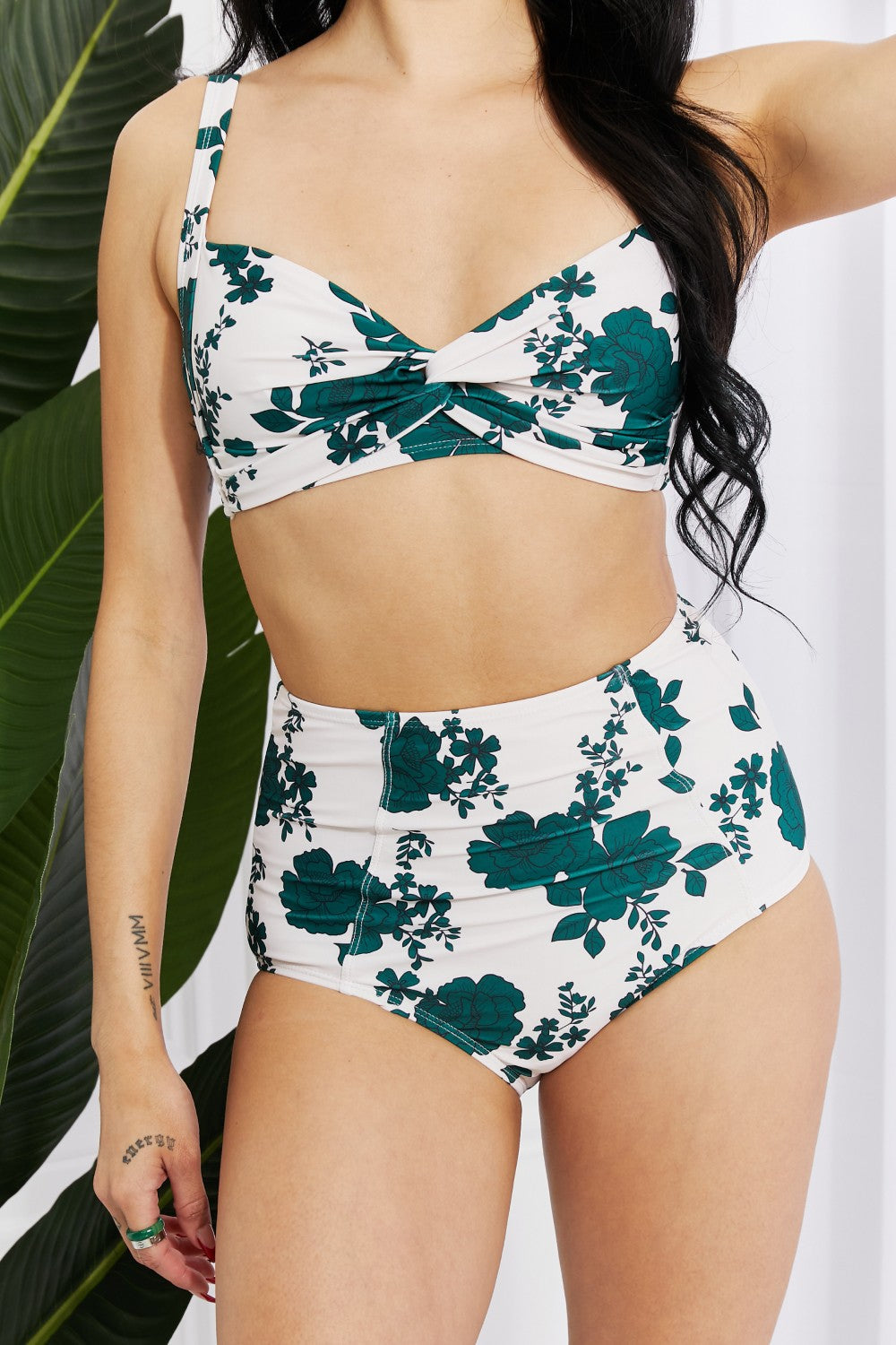 Marina West Swim Take A Dip Twist High-Rise Bikini in Forest Print on any thing USA/STOD clothes
