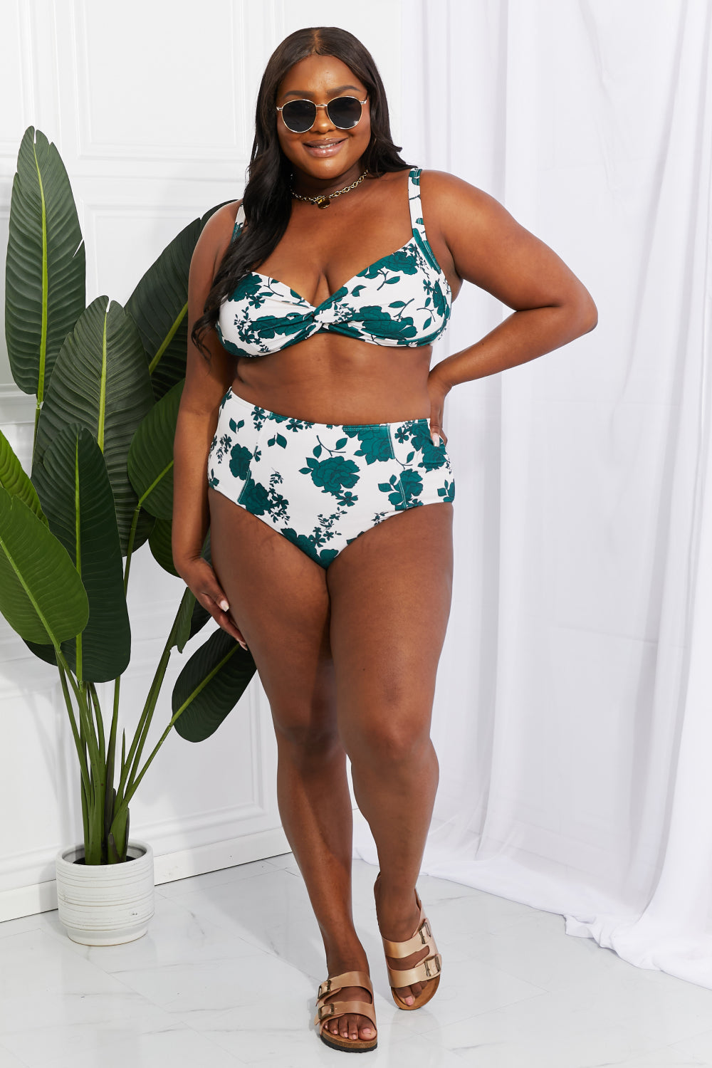Marina West Swim Take A Dip Twist High-Rise Bikini in Forest Print on any thing USA/STOD clothes