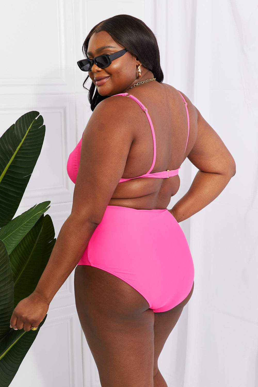 Marina West Swim Take A Dip Twist High-Rise Bikini in Pink Print on any thing USA/STOD clothes