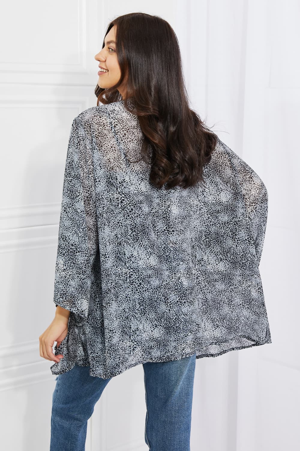 Melody Full Size Snake Print Chiffon Kimono Print on any thing USA/STOD clothes