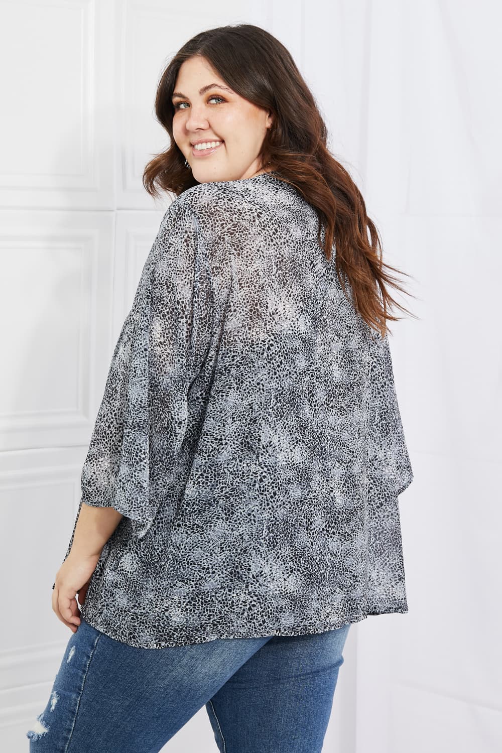 Melody Full Size Snake Print Chiffon Kimono Print on any thing USA/STOD clothes