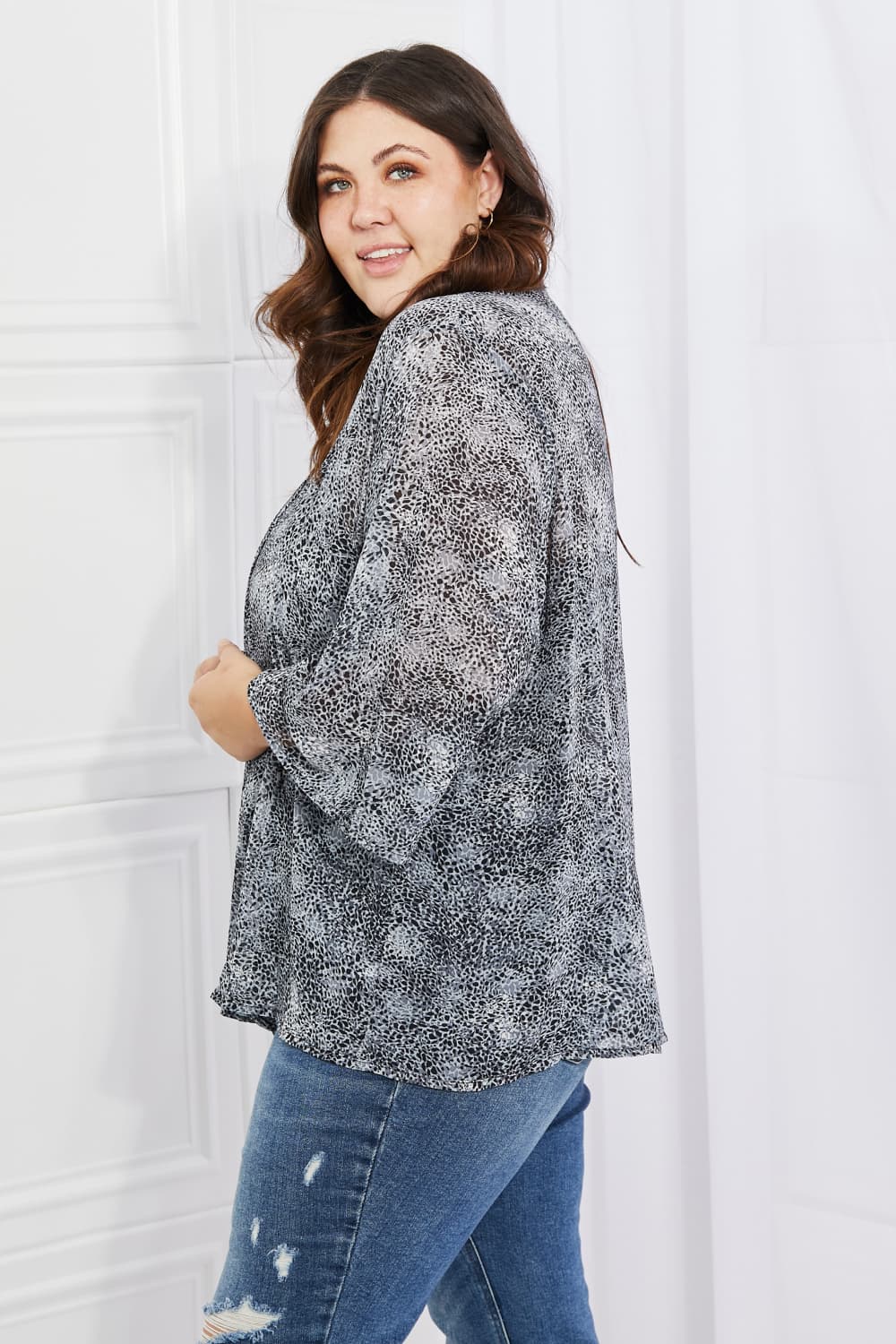 Melody Full Size Snake Print Chiffon Kimono Print on any thing USA/STOD clothes