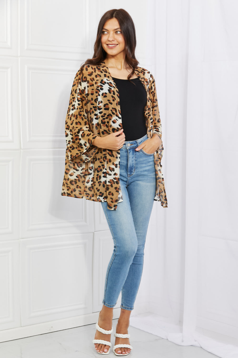 Melody Wild Muse Full Size Animal Print Kimono in Camel Print on any thing USA/STOD clothes