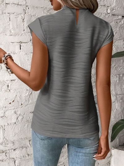 Mock Neck Cap Sleeve T-Shirt Print on any thing USA/STOD clothes