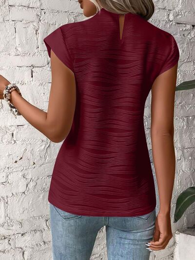 Mock Neck Cap Sleeve T-Shirt Print on any thing USA/STOD clothes