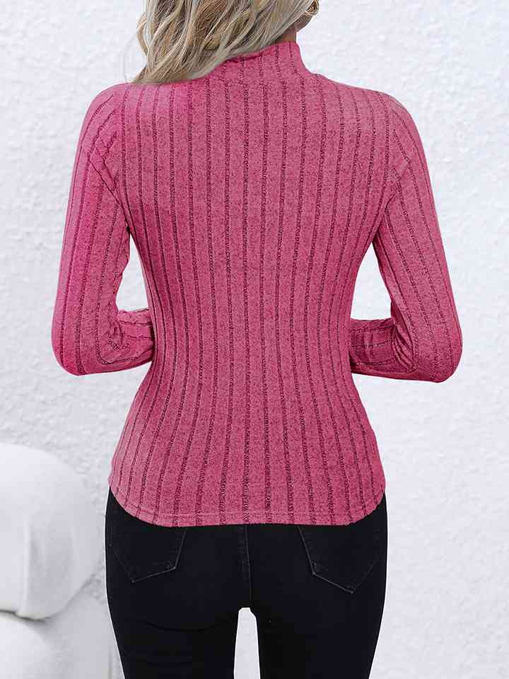 Mock Neck Long Sleeve Knit Top Print on any thing USA/STOD clothes