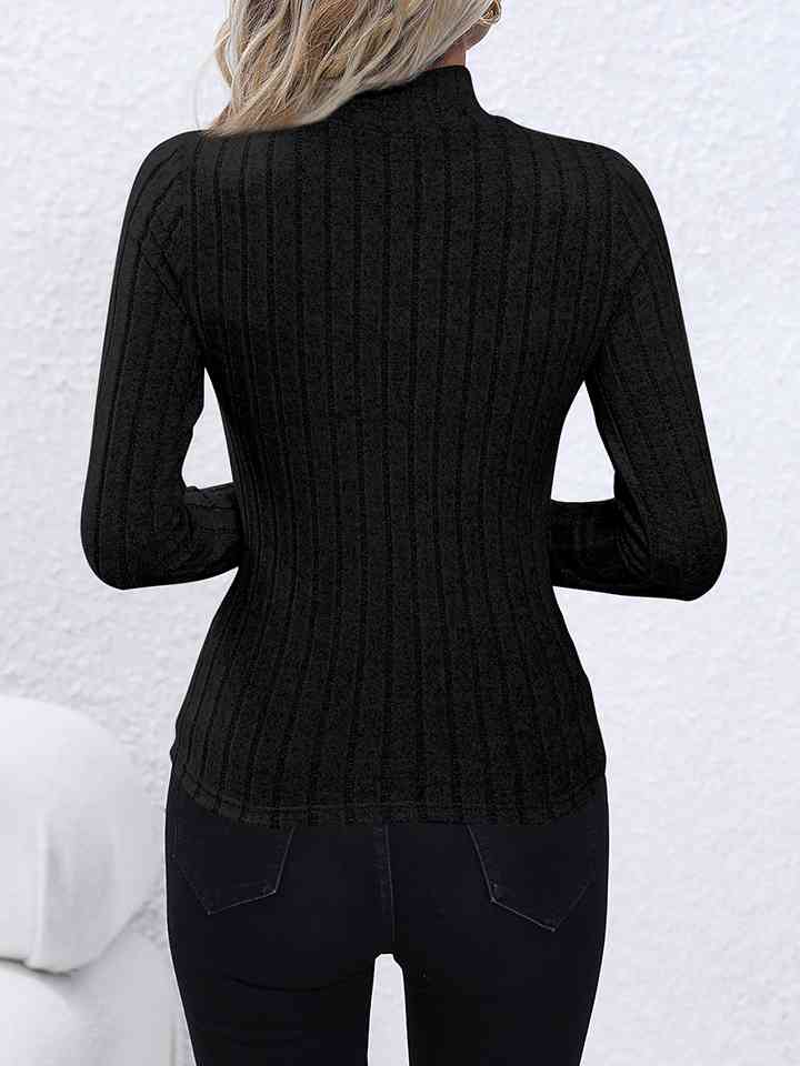 Mock Neck Long Sleeve Knit Top Print on any thing USA/STOD clothes