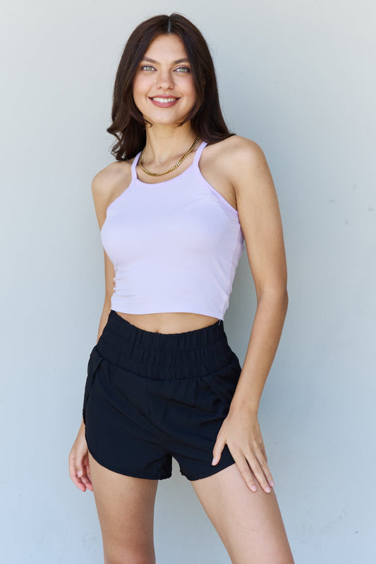 Ninexis Everyday Staple Soft Modal Short Strap Ribbed Tank Top in Lavender Print on any thing USA/STOD clothes