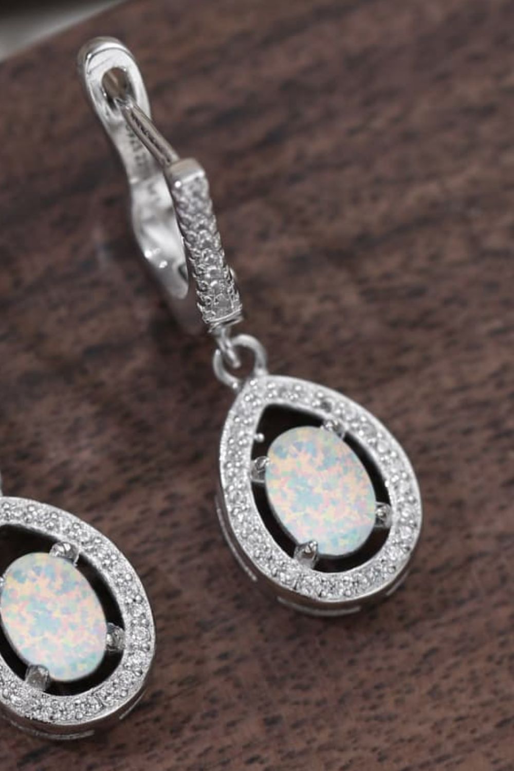 Opal Pear Shaped Drop Earrings Print on any thing USA/STOD clothes