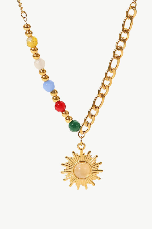 Opal Sun Shape Pendant Necklace Print on any thing USA/STOD clothes