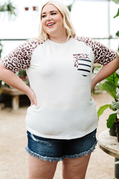 Plus Size Mixed Print Contrast Tee Shirt Print on any thing USA/STOD clothes