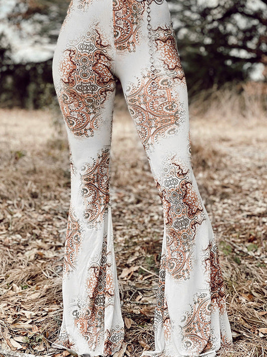 Printed Bodyline Flare Pants Print on any thing USA/STOD clothes