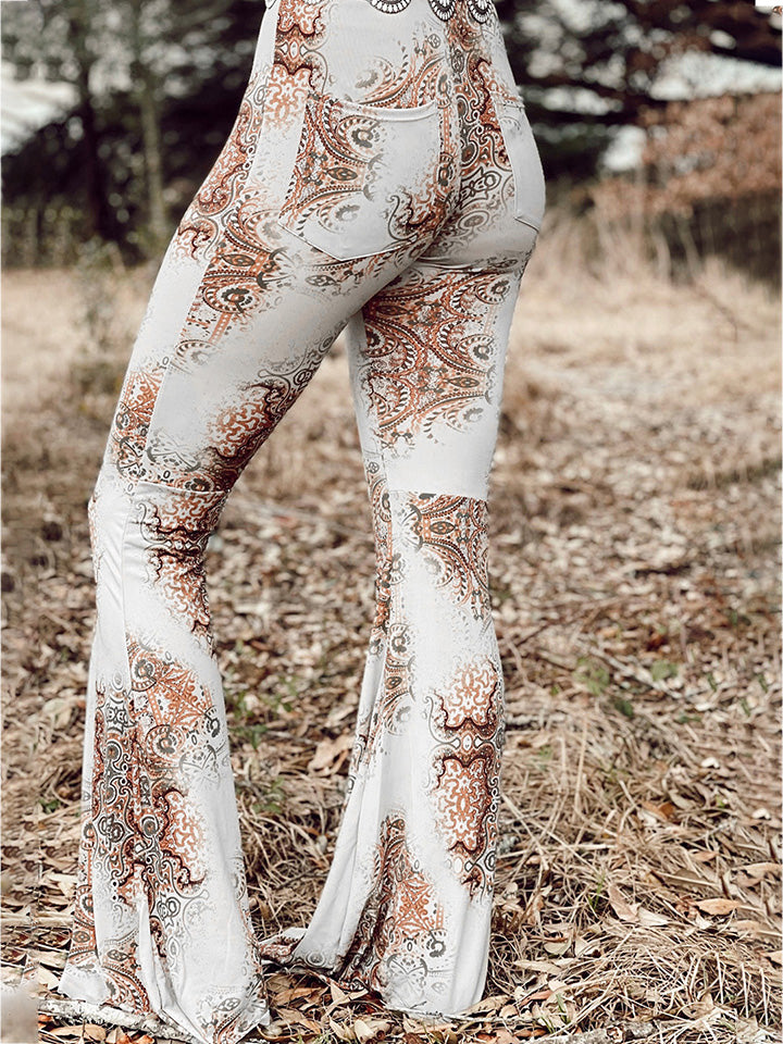 Printed Bodyline Flare Pants Print on any thing USA/STOD clothes