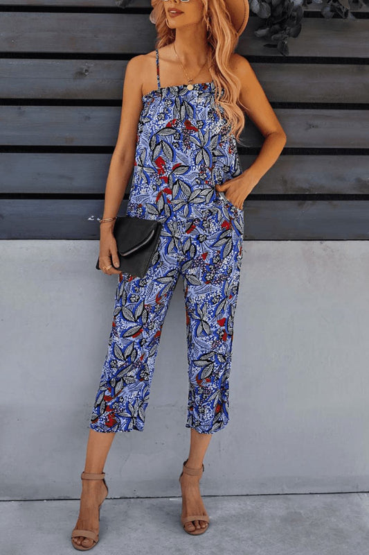 Printed Cami and Cropped Pants Set Print on any thing USA/STOD clothes
