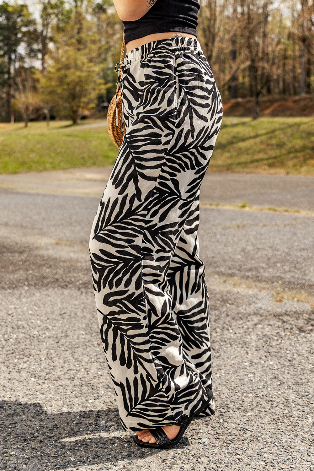 Printed Drawstring Waist Pants with Pockets Print on any thing USA/STOD clothes