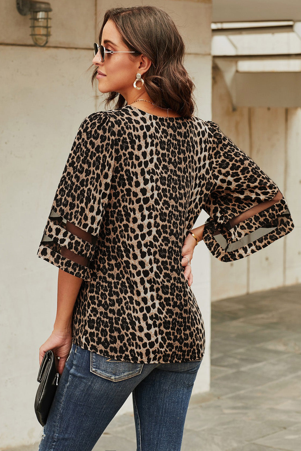 Printed Flare Sleeve Top Print on any thing USA/STOD clothes